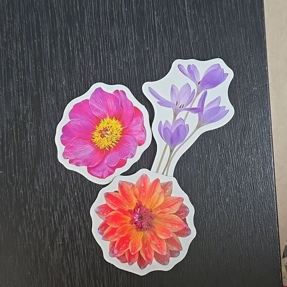 3. 3 Flower Stickers See 2nd Tile Jewelry Womens Cute Fun Unique Blue Pink - Picture 1 of 10